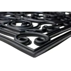 Kirklands Home Ornate Penelope Durable Rubber Doormat, 36x24 in. Black
