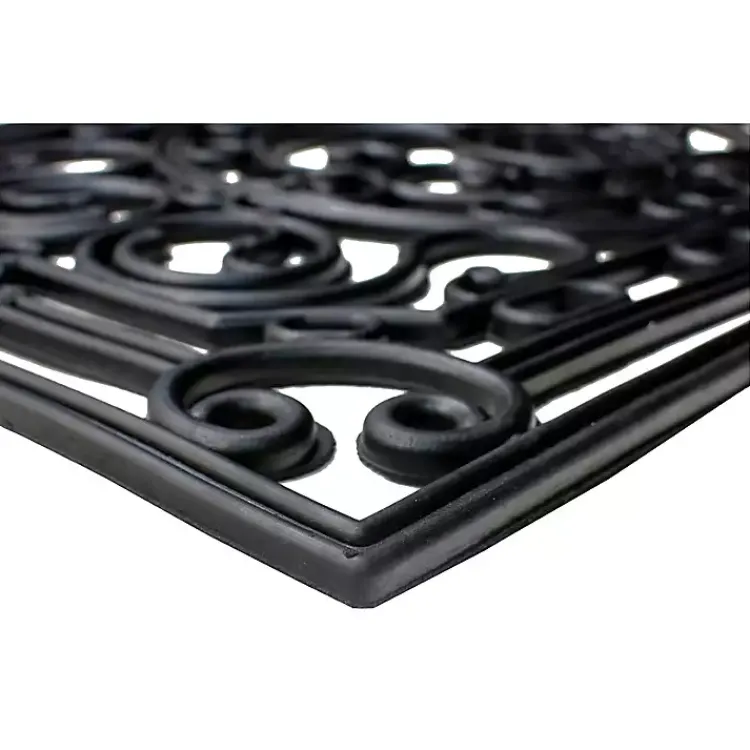 Kirklands Home Ornate Penelope Durable Rubber Doormat, 36x24 in. Black