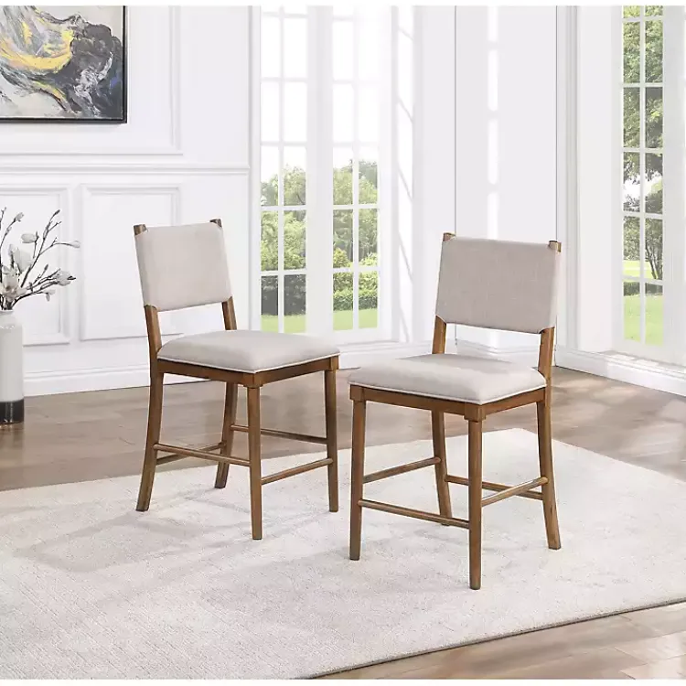 Kirklands Home Oslo Cream Upholstered Counter Stools, Set of 2 Ivory Outlet