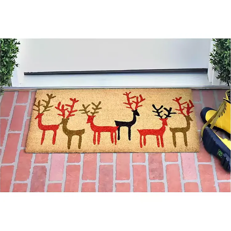 Outdoor Christmas Decorations>Kirklands Home Outdoor Reindeer Outline Christmas Doormat