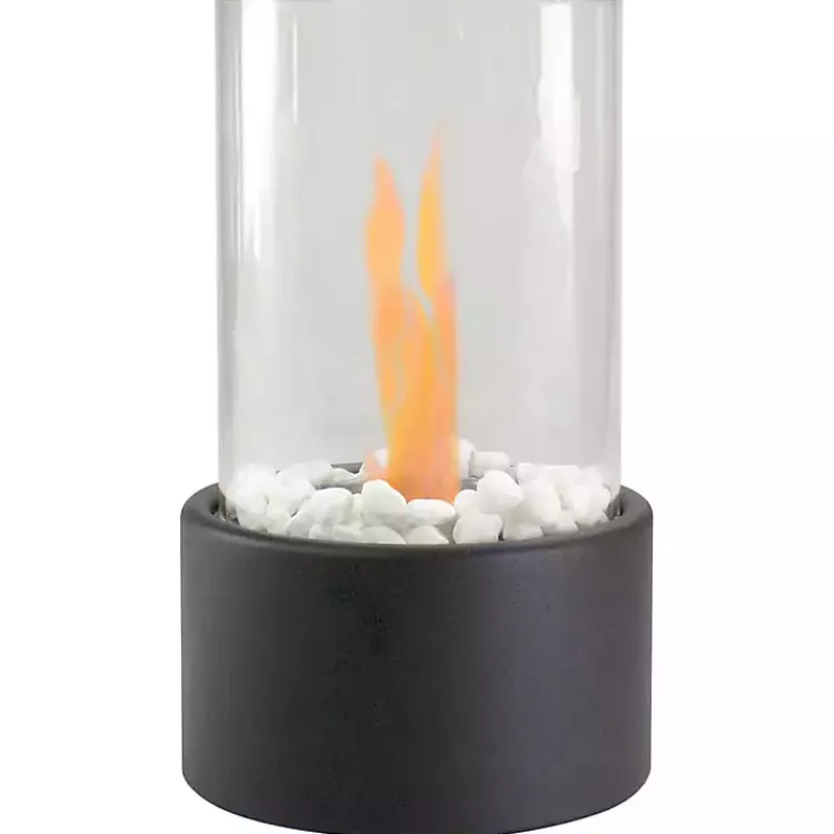 Kirklands Home Outdoor Tabletop Fireplace on Base Black