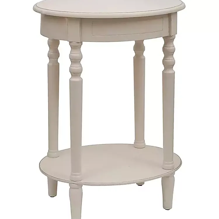 Kirklands Home Oval Antique Accent Table White Discount