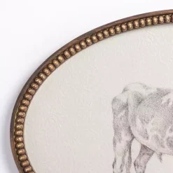 Kirklands Home Oval Cow Sketch Beaded Framed Art Print Sale