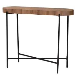Kirklands Home Oval Light Wood X Base Console Table Brown Clearance
