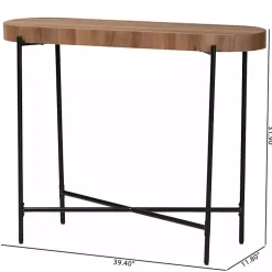 Kirklands Home Oval Light Wood X Base Console Table Brown Clearance