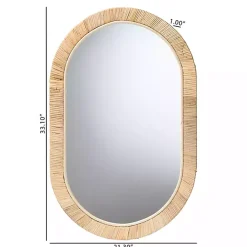 Kirklands Home Oval Mahogany and Rattan Wall Mirror Hot