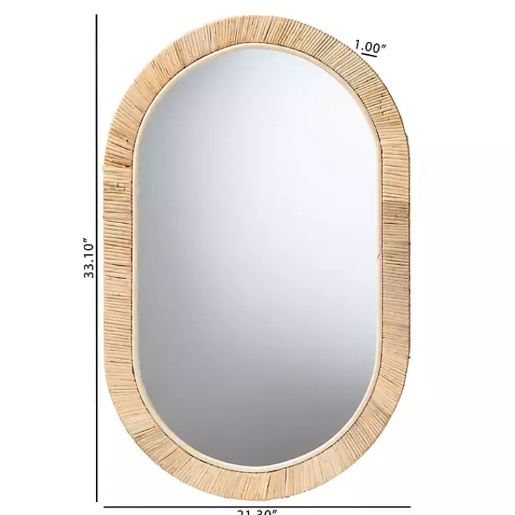 Kirklands Home Oval Mahogany and Rattan Wall Mirror Hot