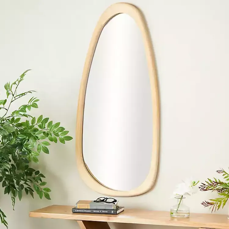 Kirklands Home Oval Natural Wood Wall Mirror New