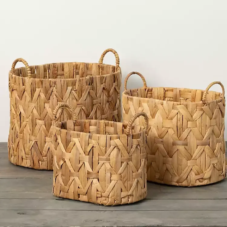 Baskets & Boxes>Kirklands Home Oval Natural Woven Baskets, Set of 3 Tan