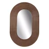 Kirklands Home Oval Walnut Ribbed Wood Wall Mirror Hot
