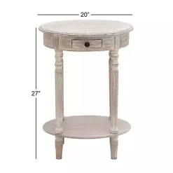 Kirklands Home Oval washed Pine Wood Side Table White Discount