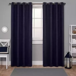 Kirklands Home Oxford Navy Thermal Curtain Panel Set, 96 in. Blue Online