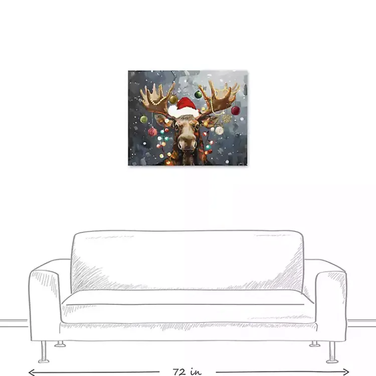 Christmas Art & Wall Decor>Kirklands Home Painty Christmas Moose Canvas Art Print