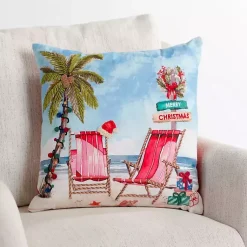 Pillows>Kirklands Home Palm Tree Beach Scene Christmas Pillow