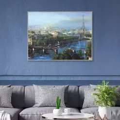 Kirklands Home Paris Pedestrian Bridge Framed Canas Art Print Multi New