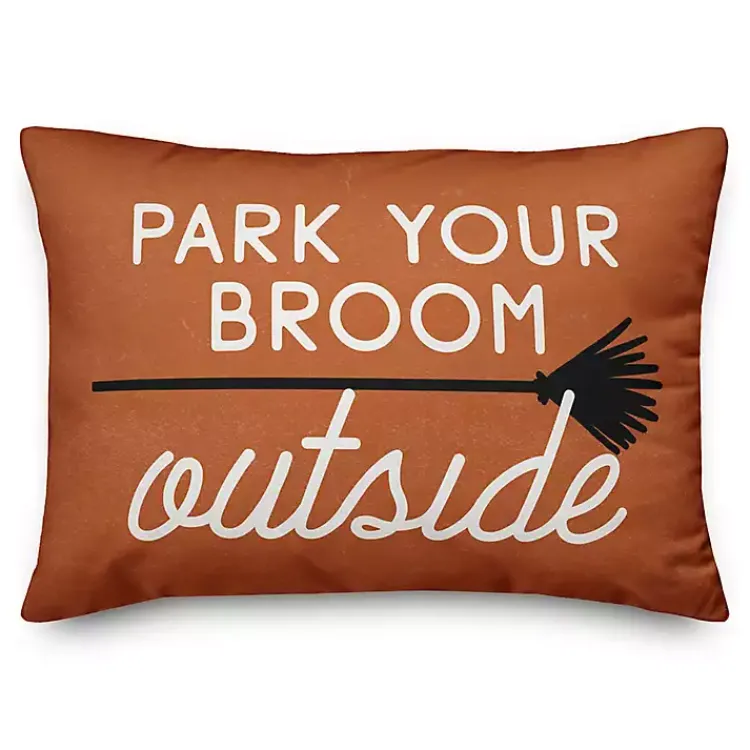 Pillows>Kirklands Home Park Your Broom Outside Halloween Pillow Orange