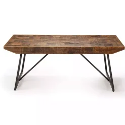 Kirklands Home Parquet Willa Metal Base Coffee Table Tan Hot