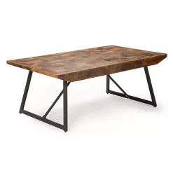 Kirklands Home Parquet Willa Metal Base Coffee Table Tan Hot