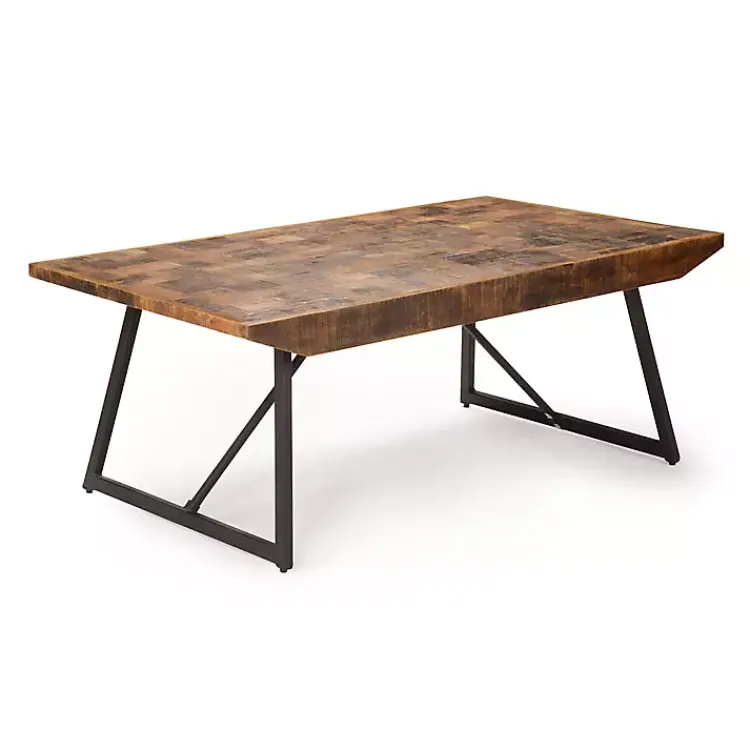 Kirklands Home Parquet Willa Metal Base Coffee Table Tan Hot