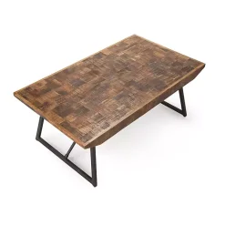 Kirklands Home Parquet Willa Metal Base Coffee Table Tan Hot