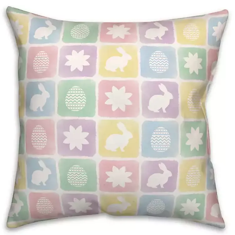 Easter Decorations>Kirklands Home Pastel Easter Bunny Grid Outdoor Pillow Multi