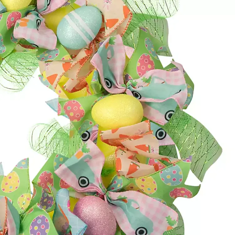 Easter Decorations>Kirklands Home Pastel Easter Eggs and Ribbons Wreath Multi
