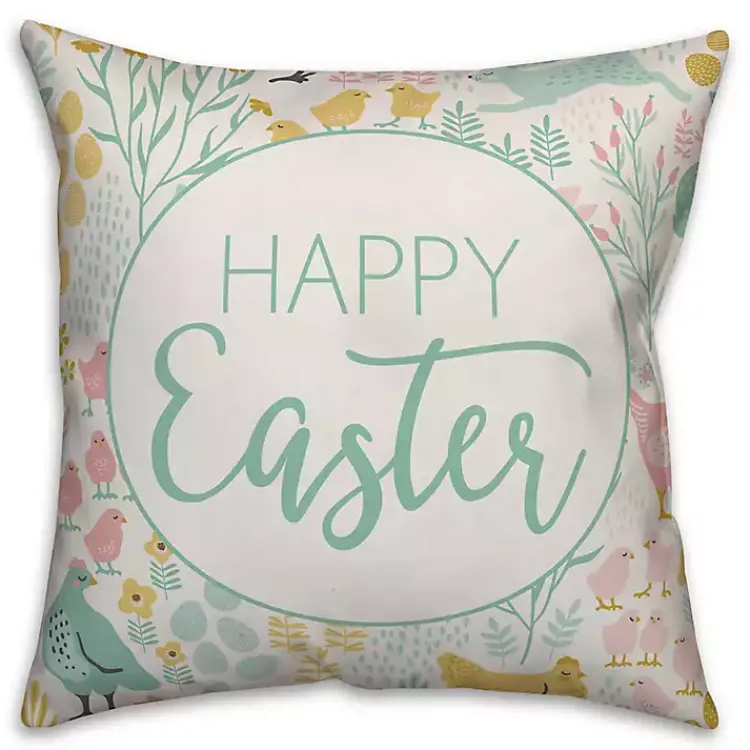 Easter Decorations>Kirklands Home Pastel Happy Easter Chicken Pillow