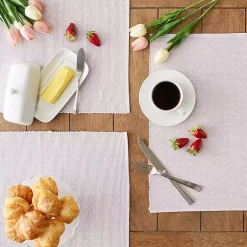 Kirklands Home Pastel Lavender Fog Dobby Placemats, Set of 6 Purple Clearance