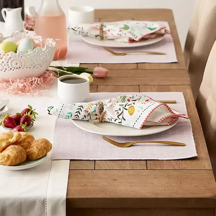 Kirklands Home Pastel Lavender Fog Dobby Placemats, Set of 6 Purple Clearance