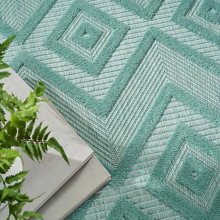 Kirklands Home Pastel Lime Diamond Outdoor Area Rug, 6x9 Green Sale