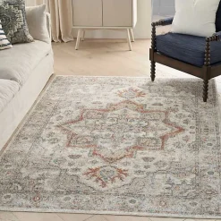 Kirklands Home Pastel Medallion Washable Area Rug, 5x7 Gray Best