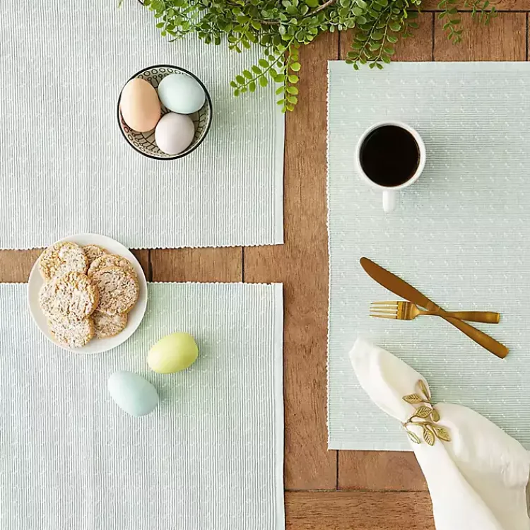 Kirklands Home Pastel Misty Dobby Placemats, Set of 6 Blue Hot