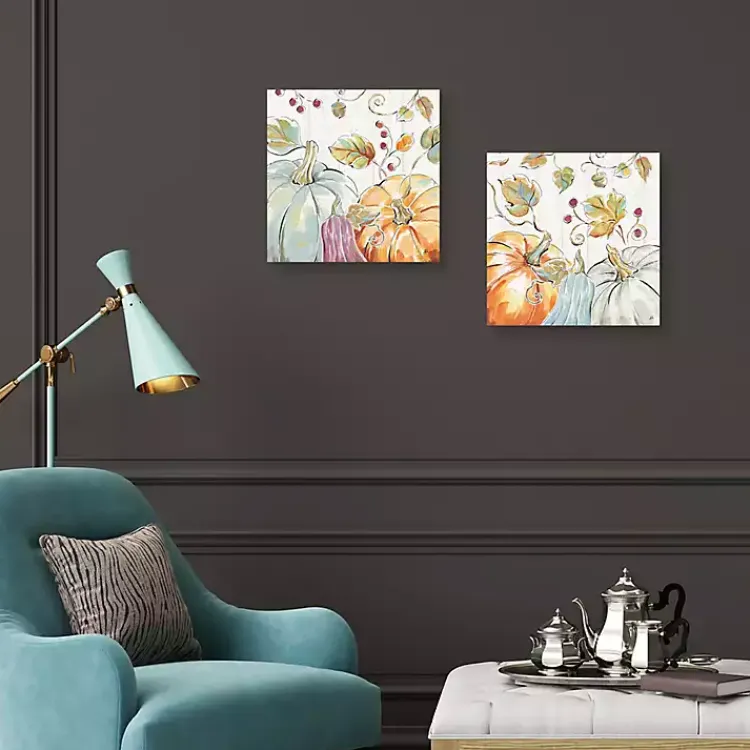 Fall>Kirklands Home Pastel Pumpkins Canvas Art Prints, Set of 2