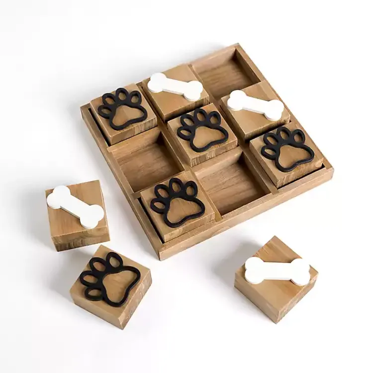 Decorative Accents>Kirklands Home Paw Print & Dog Bone Wooden Tic-Tac-Toe Set