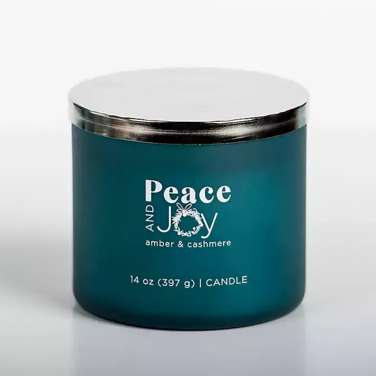 Candles>Kirklands Home Peace and Joy Triple Wick Jar Candle Blue