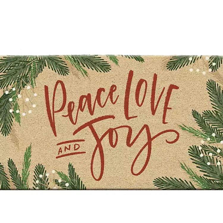 Outdoor Christmas Decorations>Kirklands Home Peace Love and Joy Christmas Coir Doormat