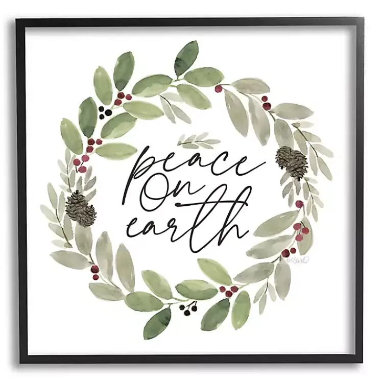 Christmas Art & Wall Decor>Kirklands Home Peace on Earth Holly Wreath Wall Plaque