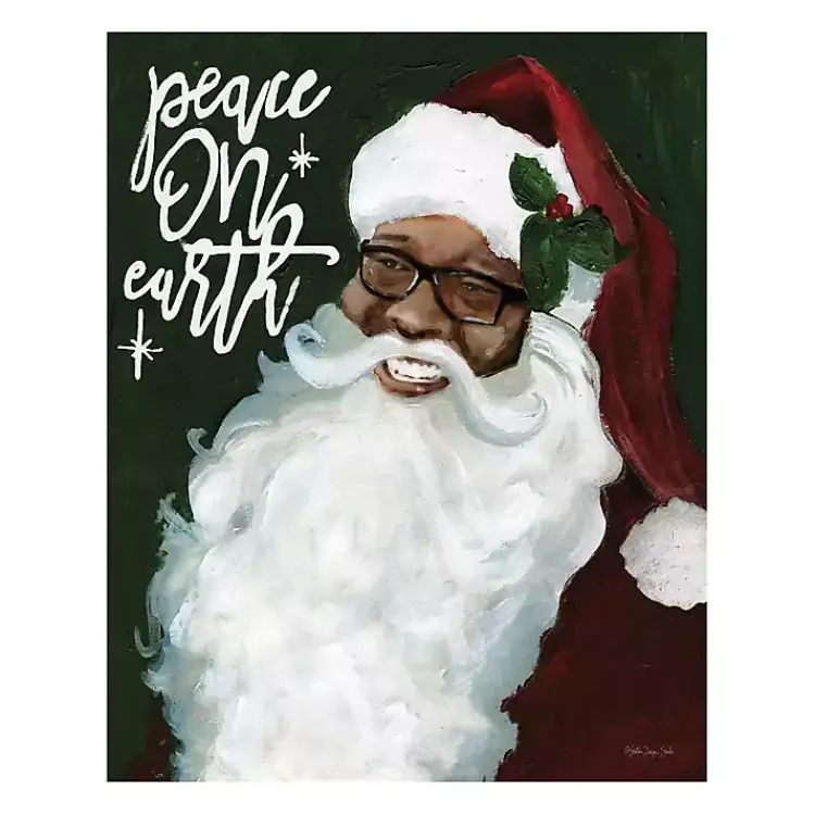 Christmas Art & Wall Decor>Kirklands Home Peace On Earth Santa Canvas Art Print Multi
