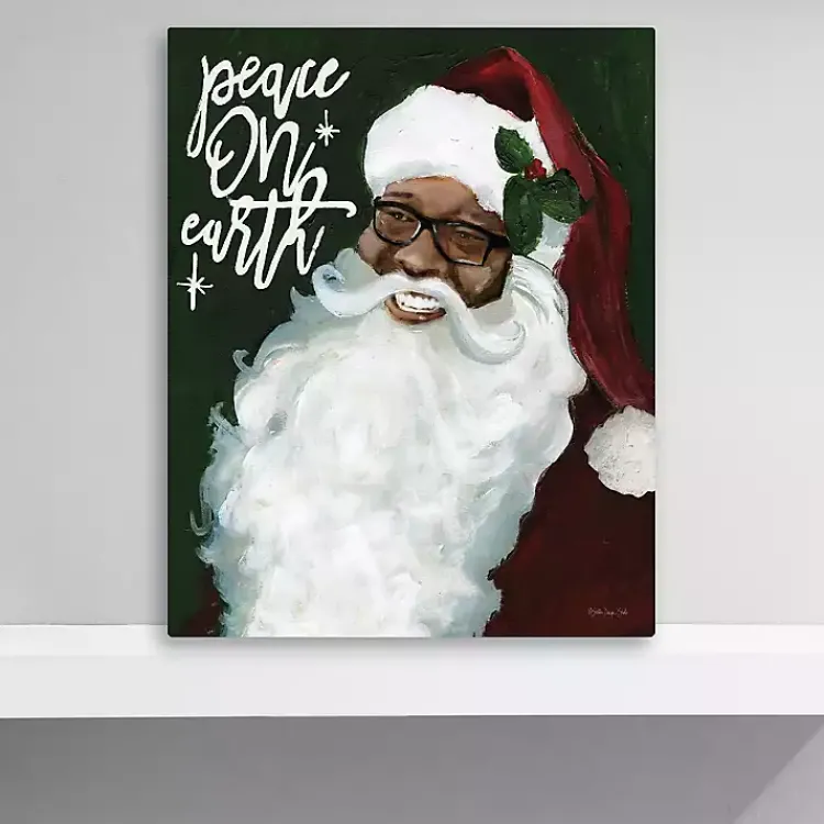 Christmas Art & Wall Decor>Kirklands Home Peace On Earth Santa Canvas Art Print Multi