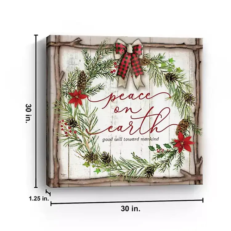 Christmas Art & Wall Decor>Kirklands Home Peace On Earth Wreath Canvas Art Print