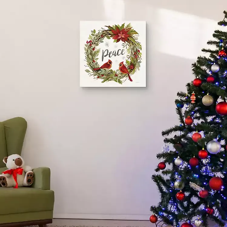 Christmas Art & Wall Decor>Kirklands Home Peace Wreath Canvas Art Print