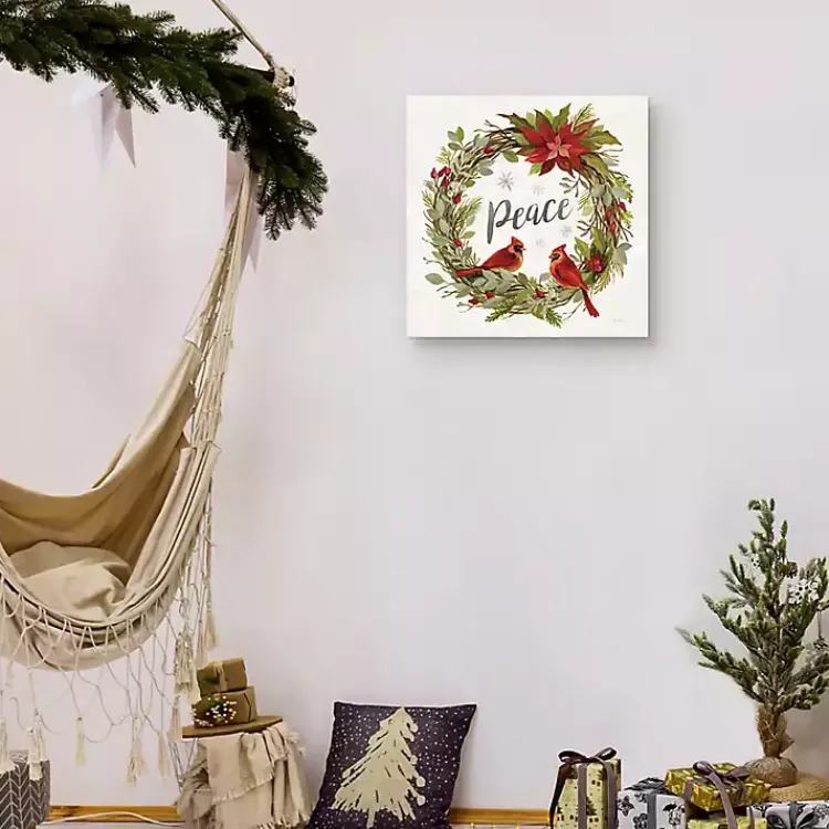Christmas Art & Wall Decor>Kirklands Home Peace Wreath Canvas Art Print