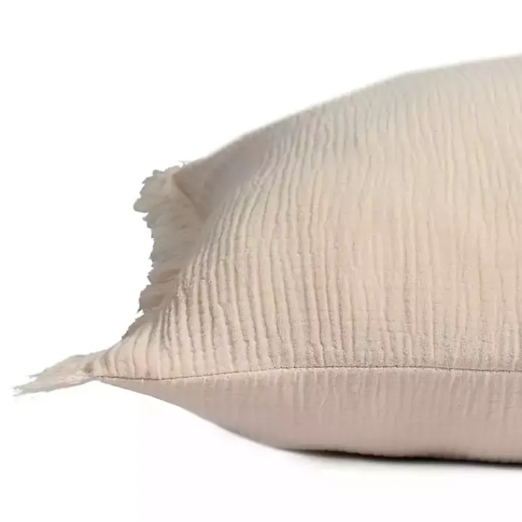 Pillows>Kirklands Home Peach Gauze Organic Fringe Throw Pillow Pink