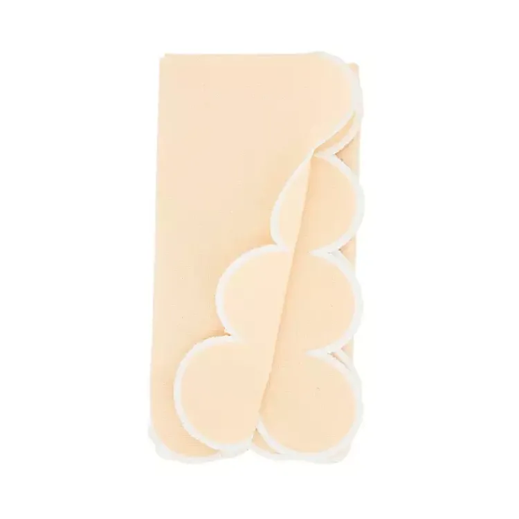 Kirklands Home Peach Scalloped Edge Napkins, Set of 4 Yellow Discount