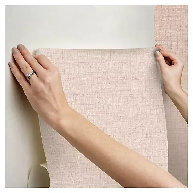 Kirklands Home Peach Textured Faux Fabric Peel & Stick Wallpaper Sale