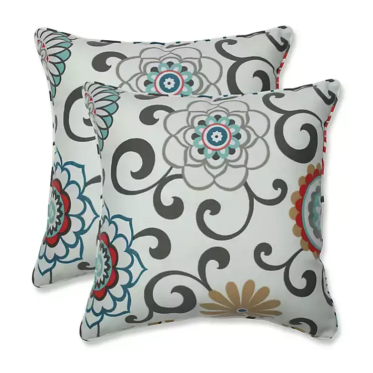 Kirklands Home Peachtini Pom Pom Play Outdoor Pillows, Set of 2 Clearance