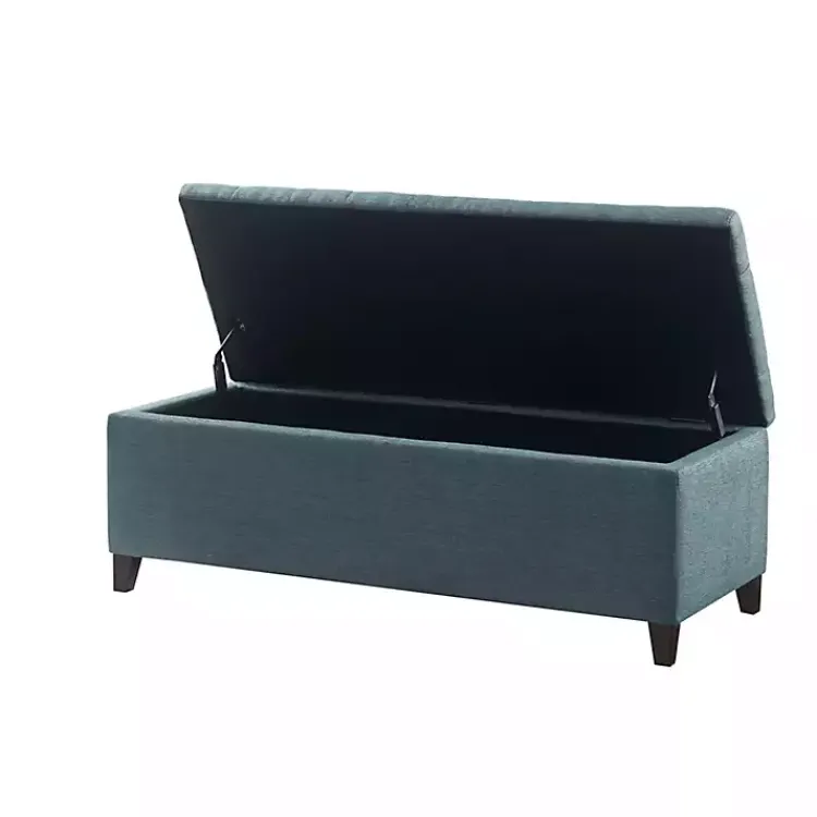 Kirklands Home Peacock Button Tufted Storage Bench Blue Online