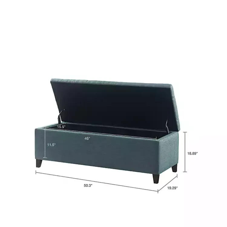 Kirklands Home Peacock Button Tufted Storage Bench Blue Online