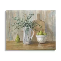 Kirklands Home Pears and Greenery Still Life Canvas Art Print New