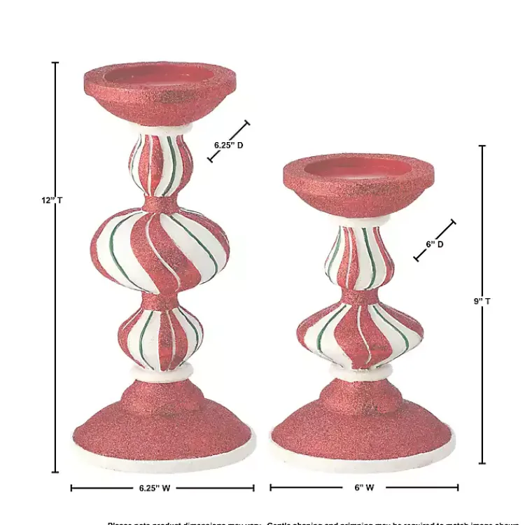 Christmas Decorations>Kirklands Home Peppermint Stripe Candle Holders, Set of 2